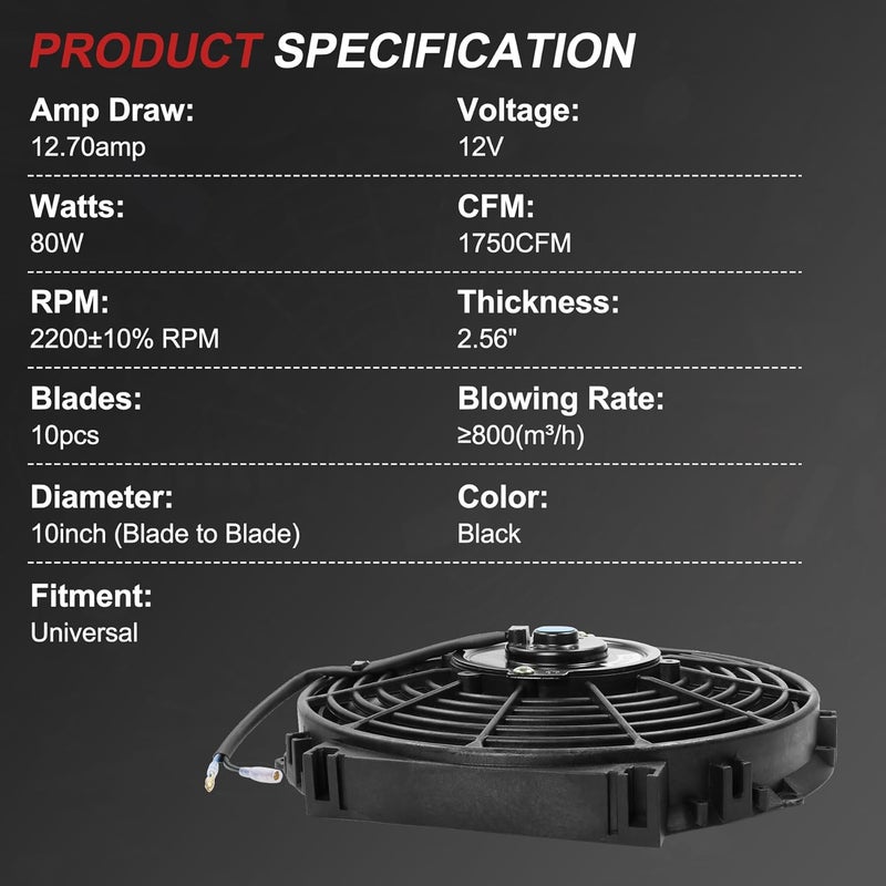 JDMSPEED New 2 Sets Universal 10'' Electric Radiator Cooling Slim Fan Push Pull Mounting Kit - Image 2